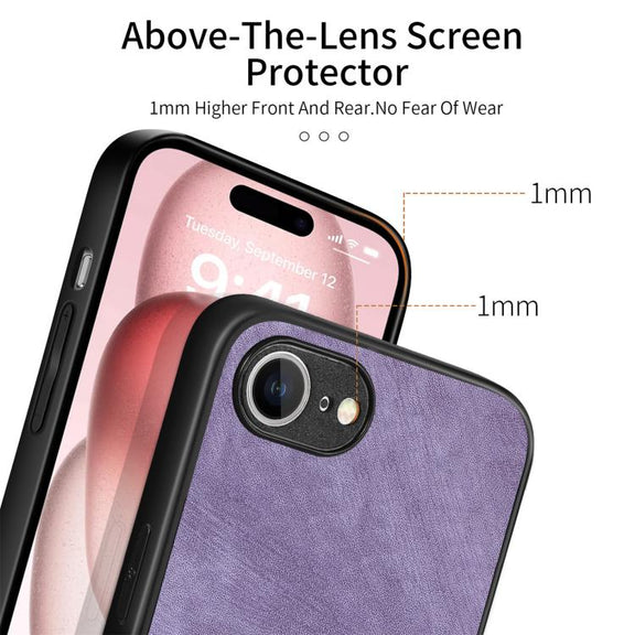 For iPhone 16e Vintage Leather PC Back Cover Phone Case(Purple)
