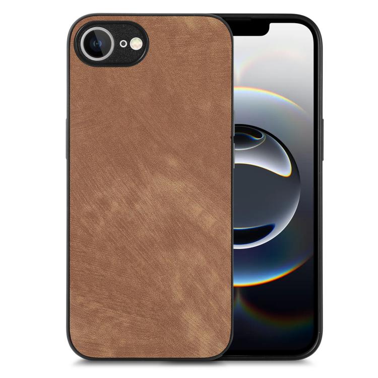 For iPhone 16e Vintage Leather PC Back Cover Phone Case(Brown)
