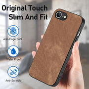 For iPhone 16e Vintage Leather PC Back Cover Phone Case(Brown)