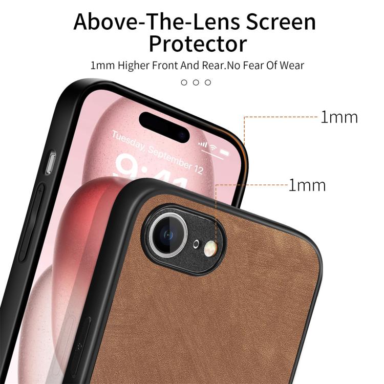 For iPhone 16e Vintage Leather PC Back Cover Phone Case(Brown)