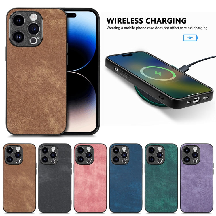 For iPhone 16 Pro Vintage Leather PC Back Cover Phone Case(Blue)