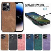 For iPhone 16 Plus Vintage Leather PC Back Cover Phone Case(Black)