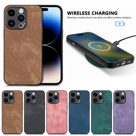 For iPhone 16 Plus Vintage Leather PC Back Cover Phone Case(Black)