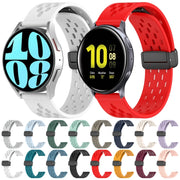 For Samsung  Galaxy Watch 4 Classic 46mm 20mm Folding Magnetic Clasp Silicone Watch Band(Wine Red)