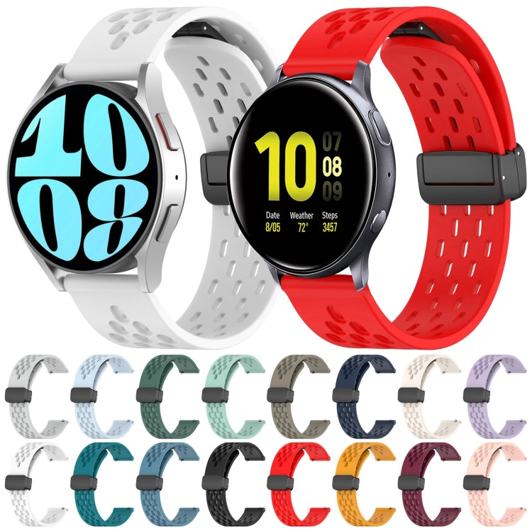 For Samsung  Galaxy Watch 4 Classic 46mm 20mm Folding Magnetic Clasp Silicone Watch Band(Wine Red)