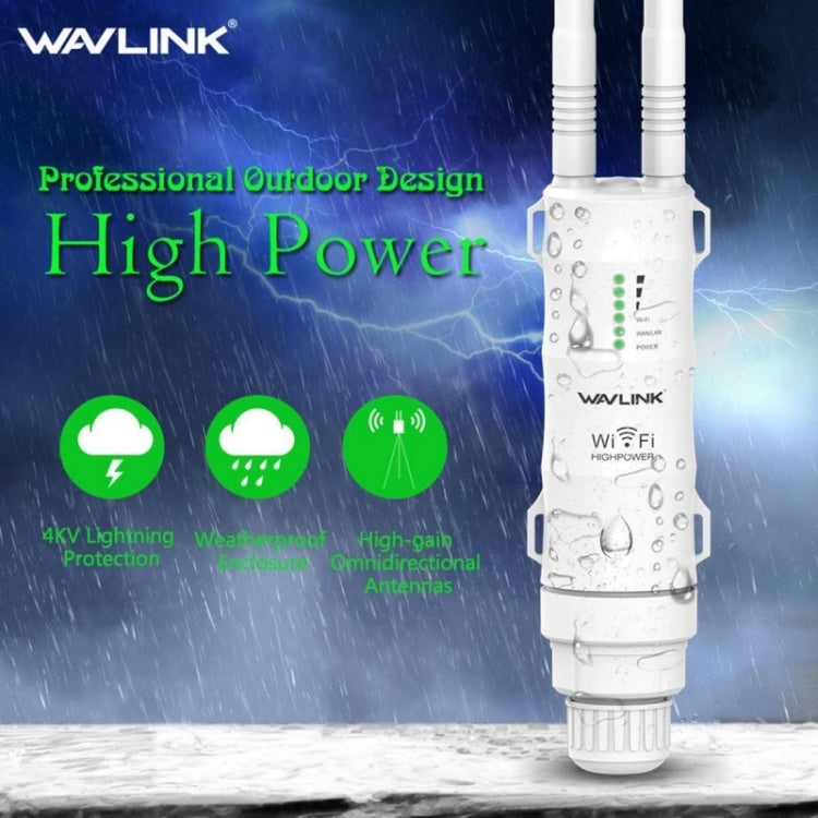 WAVLINK WN570HA1 Weatherproof 2.4+5GHz 600Mbps Outdoor WiFi Range Router Extender, Plug:UK Plug