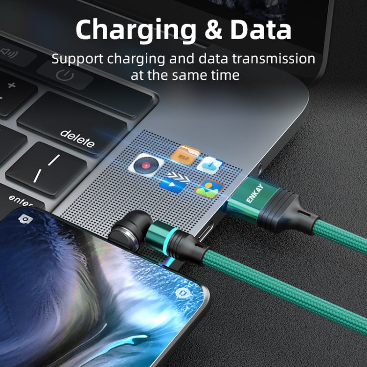 ENKAY 3 in 1 3A USB to Type-C / 8 Pin / Micro USB Magnetic 540 Degrees Rotating Fast Charging Cable, Length:2m(Purplele)