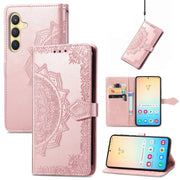 For Samsung Galaxy S25+ 5G Mandala Flower Embossed Leather Phone Case(Rose Gold)