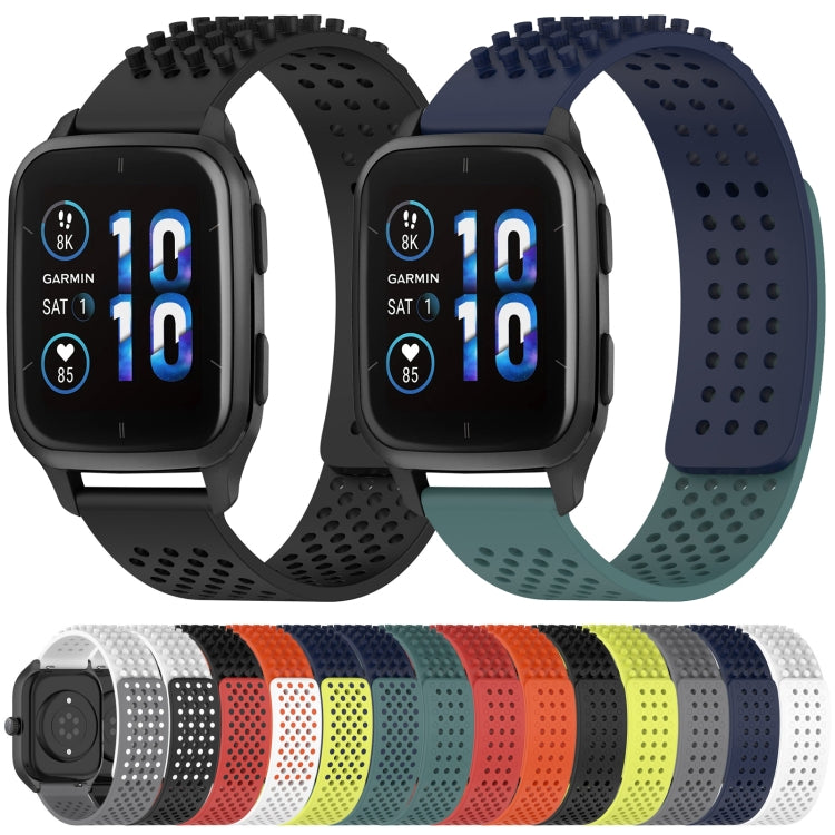 For Garmin Forerunner Sq2 Music 20mm Holes Breathable 3D Dots Silicone Watch Band(Lime Green)