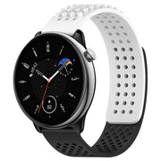 For Amazfit GTR Mini 20mm Holes Breathable 3D Dots Silicone Watch Band(White+Black)