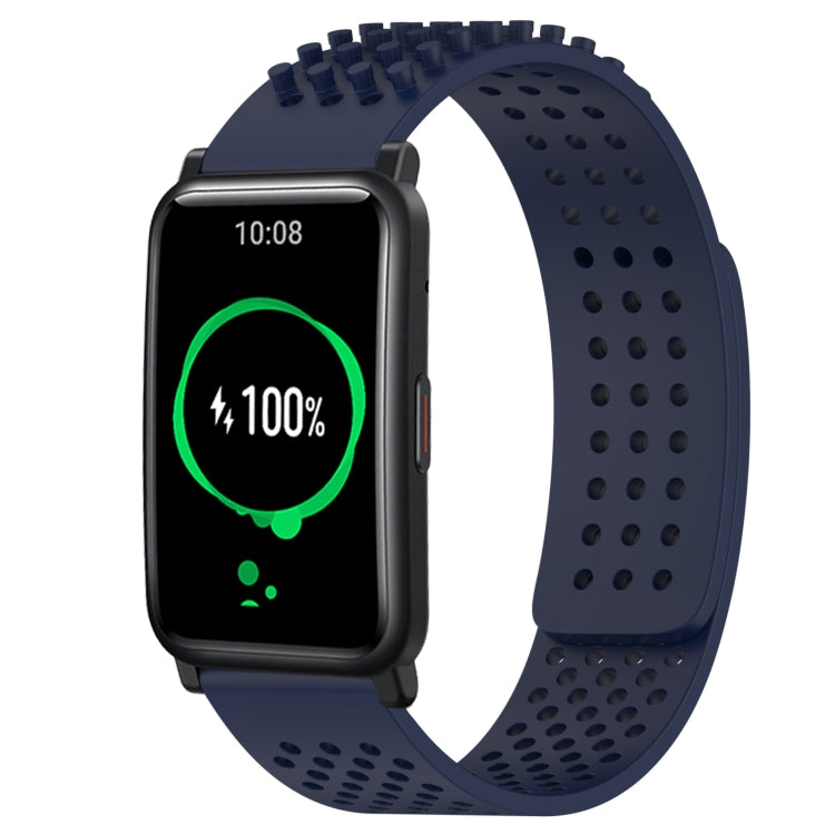 For Honor Watch ES 20mm Holes Breathable 3D Dots Silicone Watch Band(Midnight Blue)