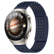 For Huawei Watch 4 Pro 22mm Holes Breathable 3D Dots Silicone Watch Band(Midnight Blue)