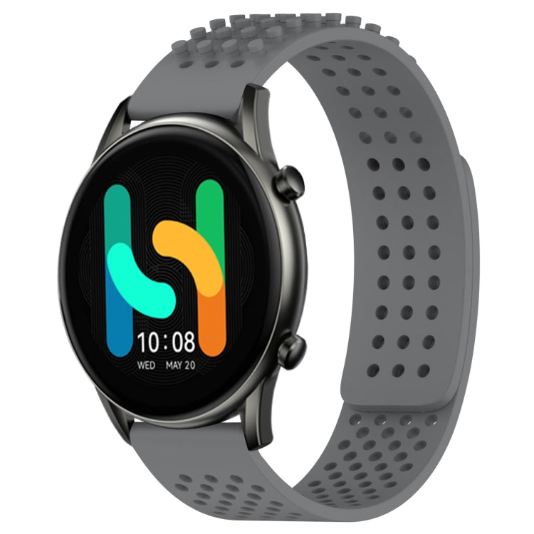 For Xiaomi Haylou RT2 LS10 22mm Holes Breathable 3D Dots Silicone Watch Band(Grey)