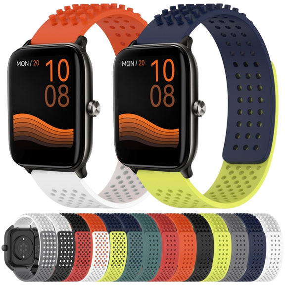 For Xiaomi Haylou RT2 LS10 22mm Holes Breathable 3D Dots Silicone Watch Band(Orange)