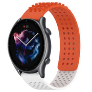For Amazfit GTR 3 Pro 22mm Holes Breathable 3D Dots Silicone Watch Band(Orange+White)