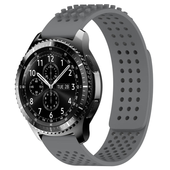 For Samsung Gear S3 Frontier 22mm Holes Breathable 3D Dots Silicone Watch Band(Grey)
