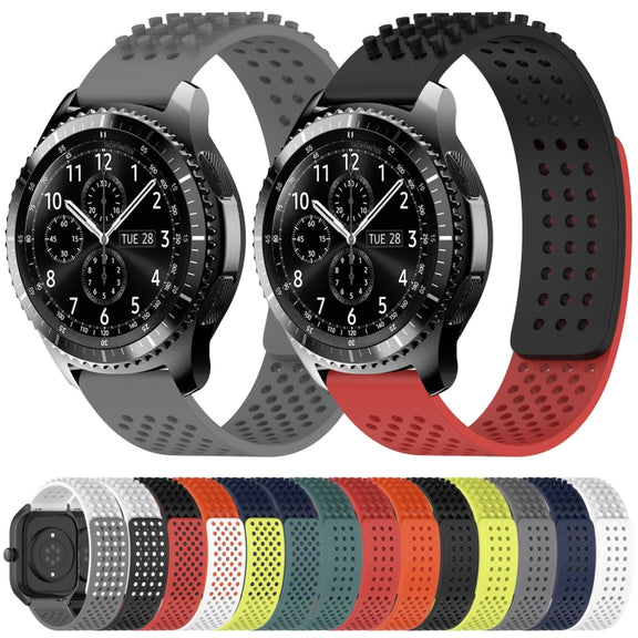 For Samsung Gear S3 Frontier 22mm Holes Breathable 3D Dots Silicone Watch Band(Lime Green)