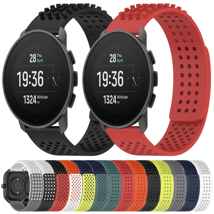 For SUUNTO 9 Peak Pro 22mm Holes Breathable 3D Dots Silicone Watch Band(Grey)