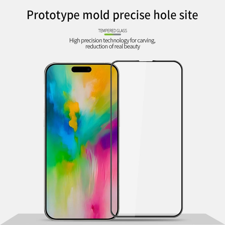 For iPhone 16 MOFI 9H 3D Explosion-proof Curved Screen Tempered Glass Film(Black)