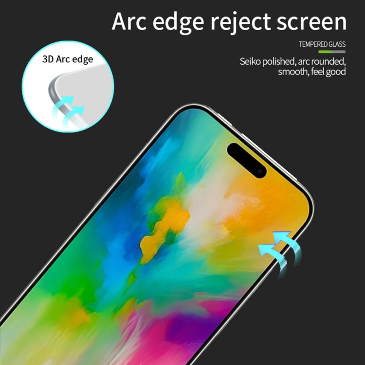 For iPhone 16 MOFI 9H 3D Explosion-proof Curved Screen Tempered Glass Film(Black)