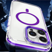 For iPhone 13 Pro Max Dual-color MagSafe TPU Hybrid Clear PC Shockproof Phone Case(Orange)