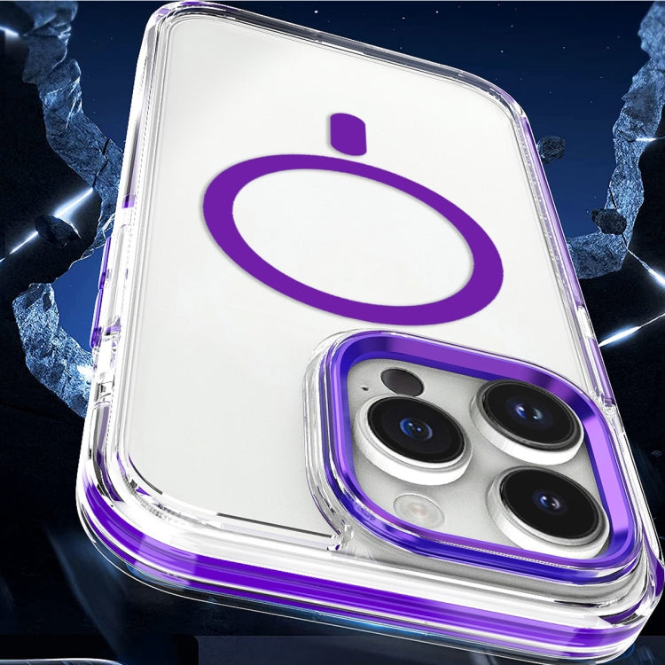 For iPhone 14 Plus Dual-color MagSafe TPU Hybrid Clear PC Shockproof Phone Case(Orange)