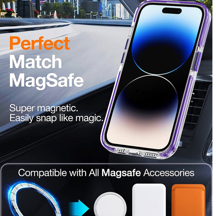 For iPhone 15 Plus Dual-color MagSafe TPU Hybrid Clear PC Shockproof Phone Case(Black)