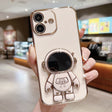For iPhone 16 Plus Electroplating Astronaut Holder Phone Case(Pink) - free shipping - PMC Jewellery - Order now!