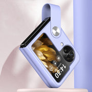 For OPPO  Find N3 Flip Hand Strap Plain Leather Phone Case(Indigo)