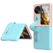For OPPO Find N3 Flip Wrist-strap Plain Leather Phone Case(Pink)