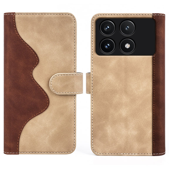 For Xiaomi Redmi K70 Stitching Horizontal Flip Leather Phone Case(Yellow)
