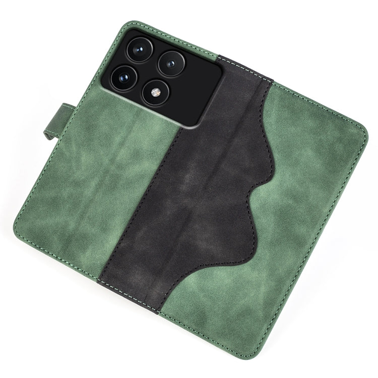For Xiaomi Redmi K70 Stitching Horizontal Flip Leather Phone Case(Green)