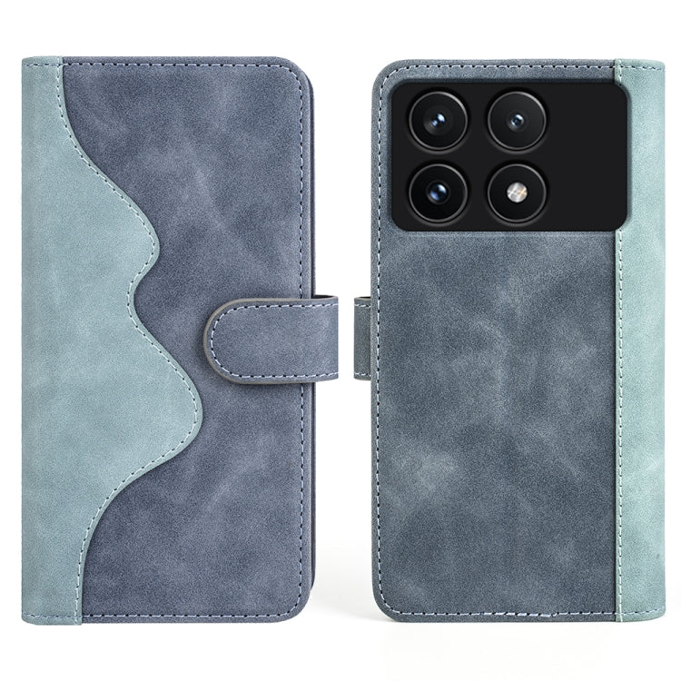 For Xiaomi Redmi K70 Stitching Horizontal Flip Leather Phone Case(Blue)