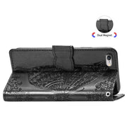 For iPhone 16e Butterfly Love Flower Embossed Leather Phone Case(Black)