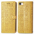 For iPhone 16e Cat and Dog Embossed Leather Phone Case(Yellow) - free shipping - PMC TechLife - Order now!