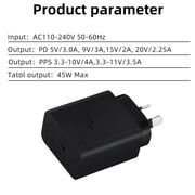 M135 PPS / PD 45W USB-C / Type-C Port Fast Charger, AU Plug(Black)