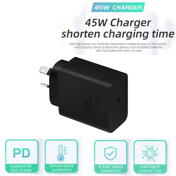 M135 PPS / PD 45W USB-C / Type-C Port Fast Charger, AU Plug(Black)