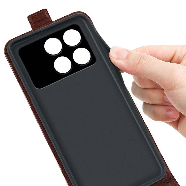 For Xiaomi Redmi K70 R64 Texture Single Vertical Flip Leather Phone Case(Brown)