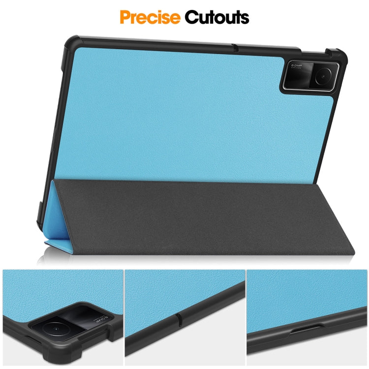 For Redmi Pad SE 11.0 ENKAY Tri-fold Custer Texture Leather Smart Tablet Case(Dark Green)