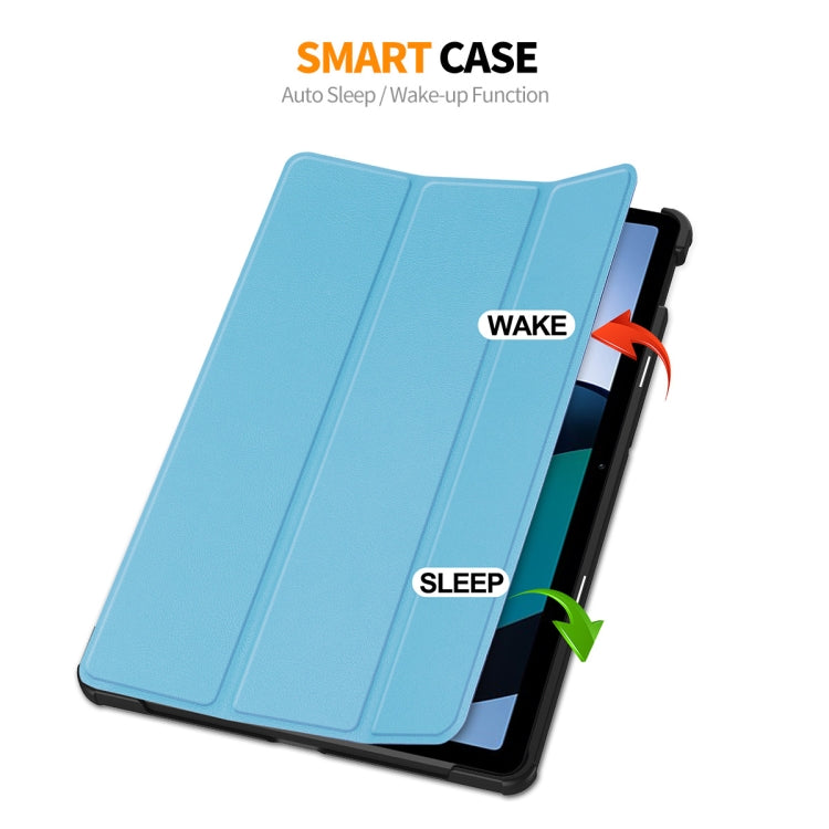 For Redmi Pad SE 11.0 ENKAY Tri-fold Custer Texture Leather Smart Tablet Case(Purple)