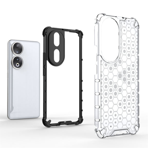 For Honor 90 Shockproof Honeycomb Phone Case(Black)