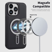 For iPhone 15 Plus Shield MagSafe Magnetic Holder Phone Case(Blue)