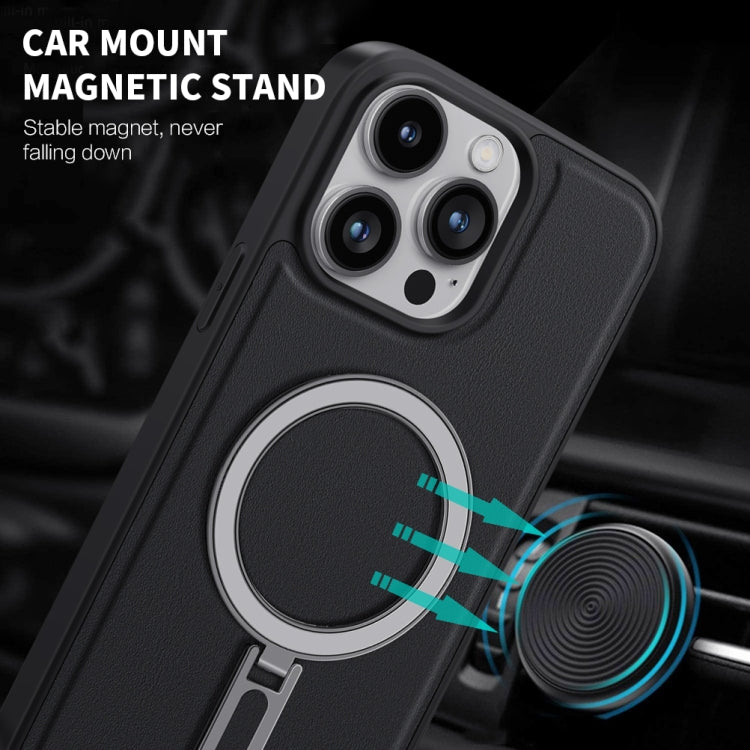 For iPhone 15 Pro Shield MagSafe Magnetic Holder Phone Case(Sierra Blue)