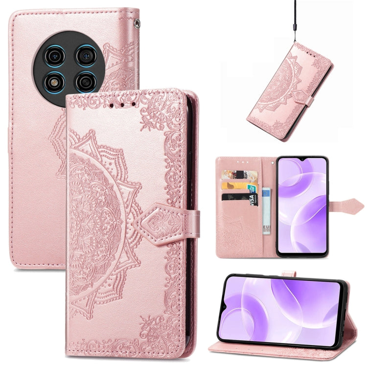 For Ulefone Note 15 Mandala Flower Embossed Leather Phone Case(Rose Gold)
