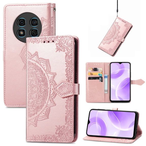 For Ulefone Note 15 Mandala Flower Embossed Leather Phone Case(Rose Gold)