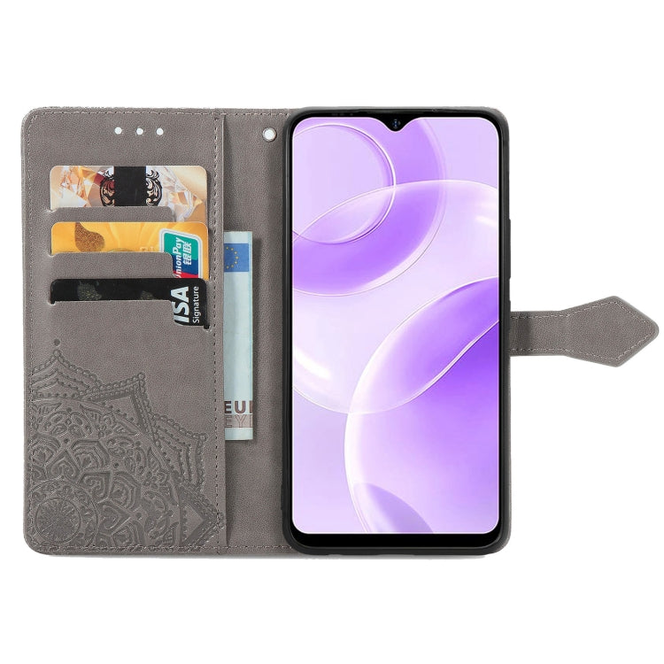 For Ulefone Note 15 Mandala Flower Embossed Leather Phone Case(Gray)