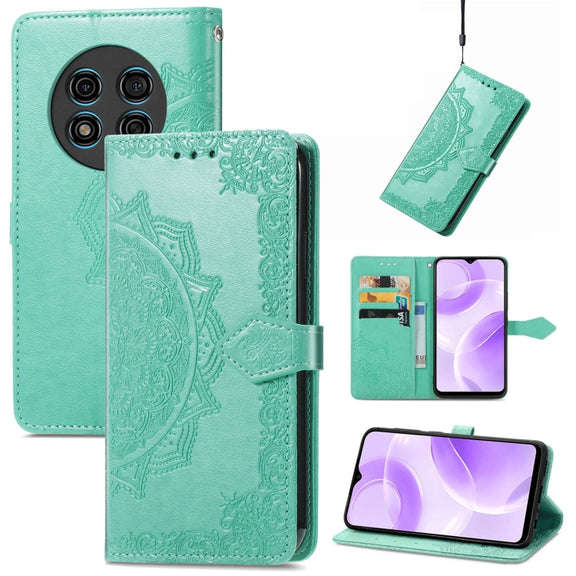 For Ulefone Note 15 Mandala Flower Embossed Leather Phone Case(Green)