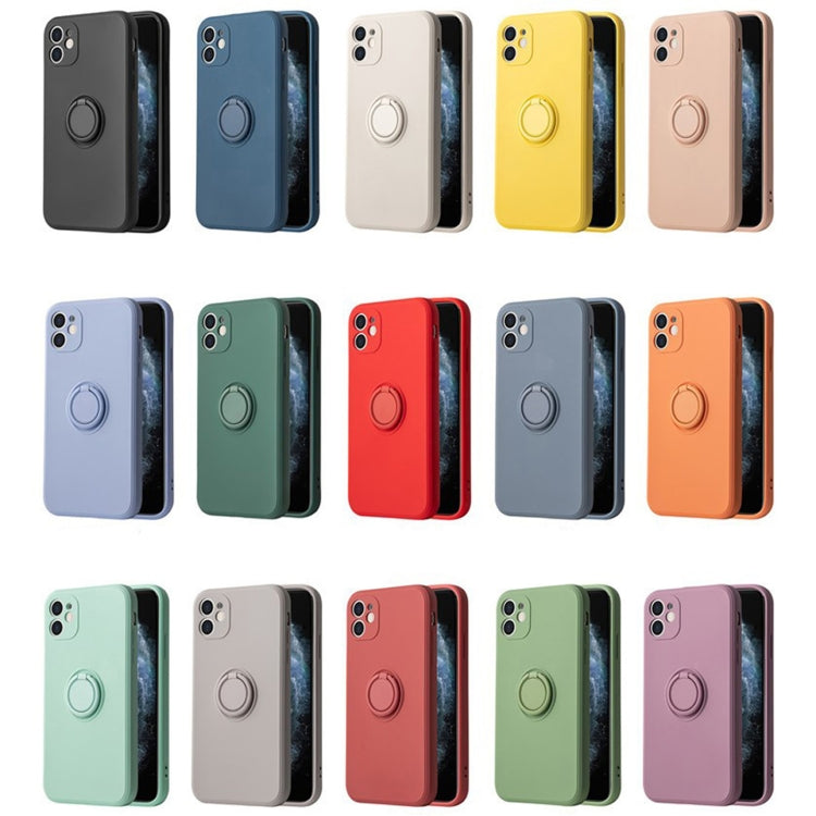 For iPhone 15 Pro Max Ring Kickstand Silicone Phone Case(Purple)