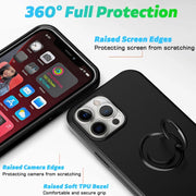 For iPhone 15 Pro Max Ring Kickstand Silicone Phone Case(Dark Blue)