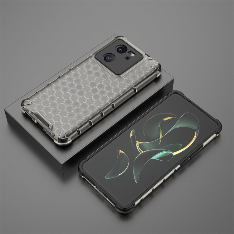 For Xiaomi 13T Shockproof Honeycomb Phone Case(Black)